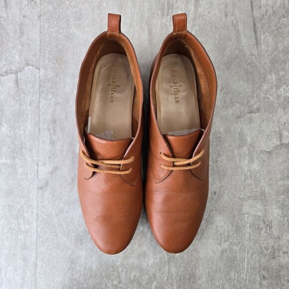 Cole Haan Chukka Boots 8 Brown Leather Cottage Lagenlook Lace Up Ankle Booties - Picture 2 of 11